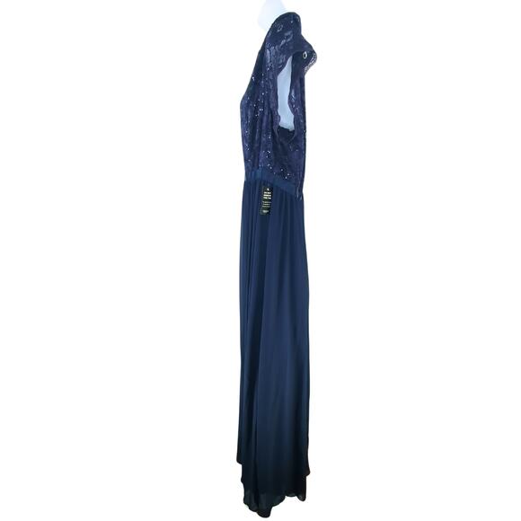 Torrid Plus Size 24 Sequin Lace Maxi Dress Navy Evening Gown NWT - Picture 5 of 12